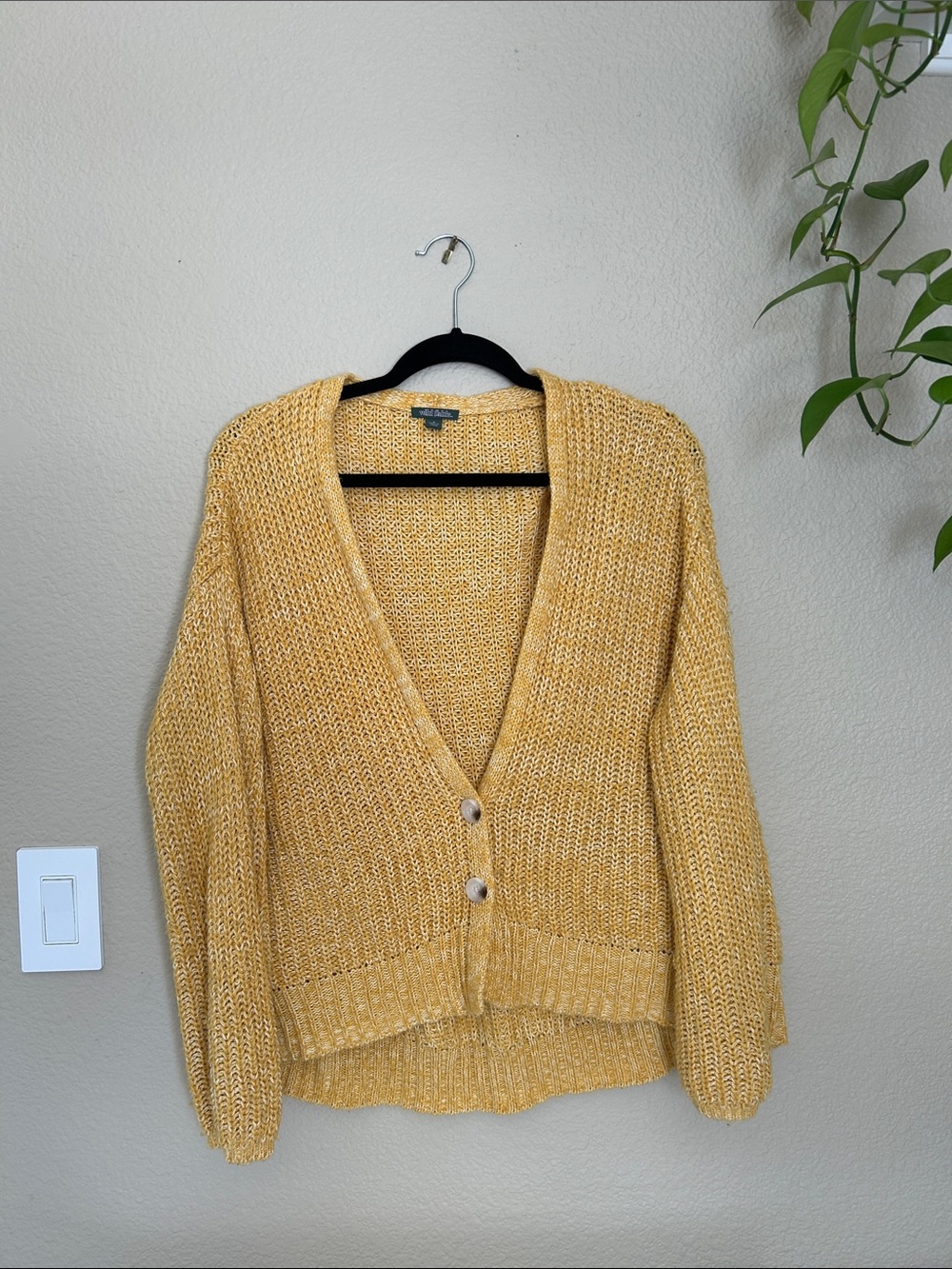 Mossimo Supply Co. Mustard Yellow Knit V-Neck Button Cardigan